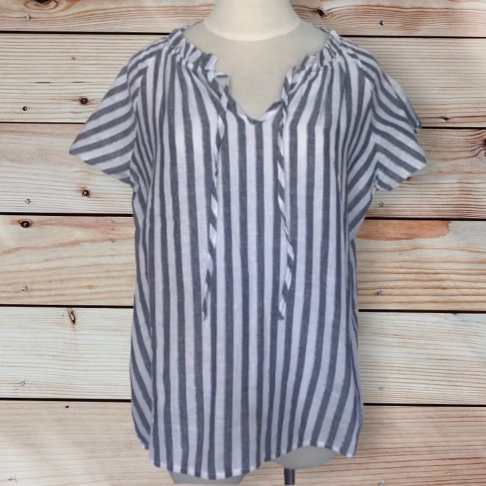 NWT Nautical Striped Short Sleeve Blouse